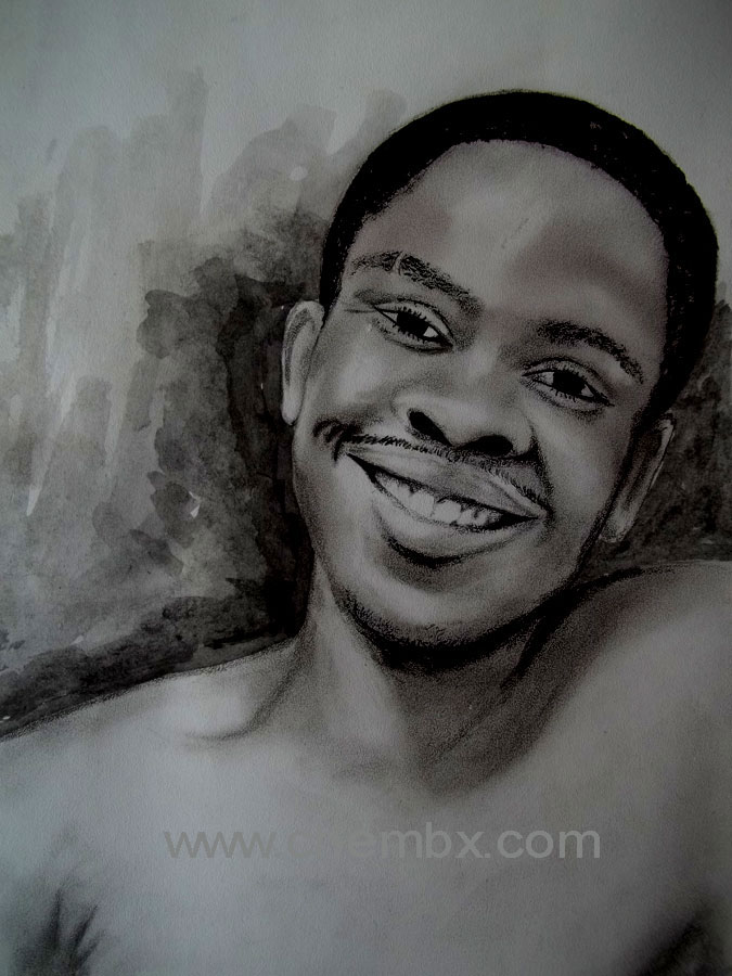 black monochrome portrait pencil on paper draw by artistchembx uche